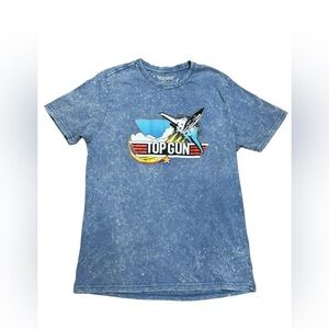 Top Gun Short Sleeve Shirt Blue Acid Wash Size M